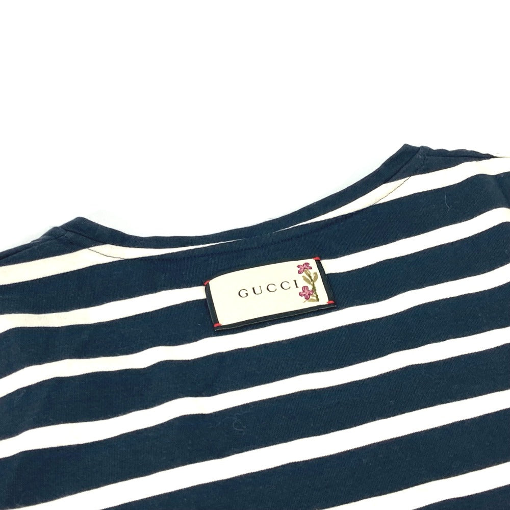 GUCCI Short sleeve T-shirt 574931 cotton Navy border mens S Used