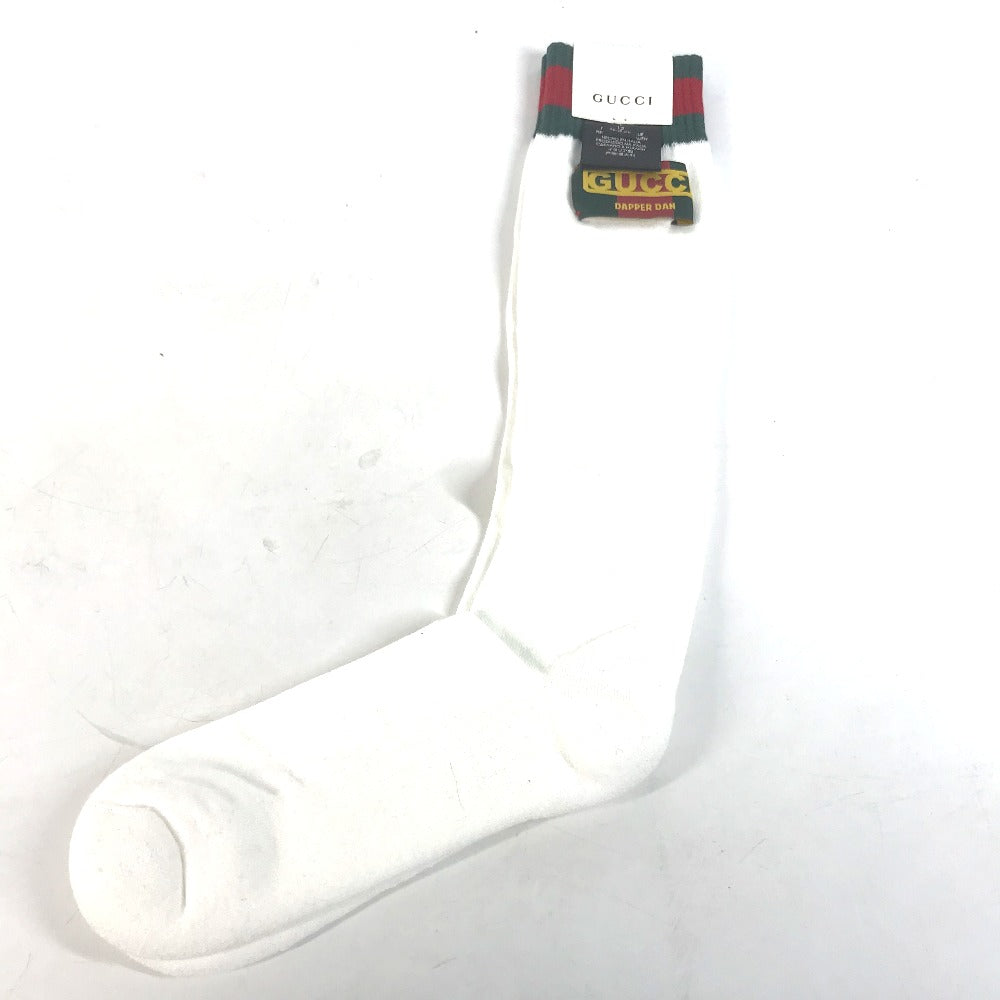 GUCCI socks 537821 Cotton, Nylon white Dapper Dan collaboration logo Sherry Line mens L 26-28cm Used