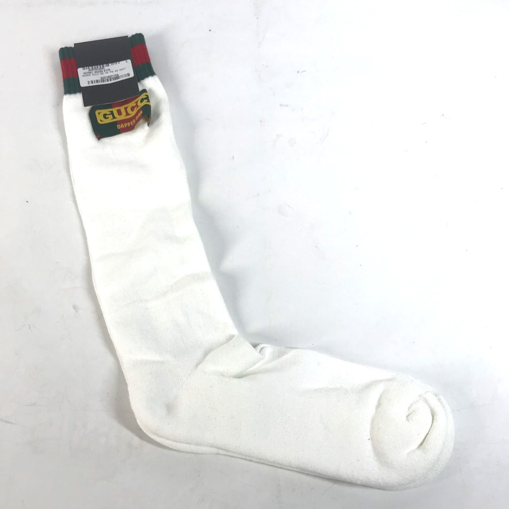 GUCCI socks 537821 Cotton, Nylon white Dapper Dan collaboration logo Sherry Line mens L 26-28cm Used