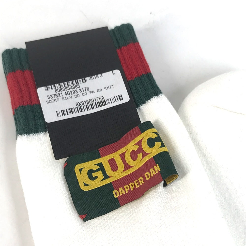 GUCCI socks 537821 Cotton, Nylon white Dapper Dan collaboration logo Sherry Line mens L 26-28cm Used