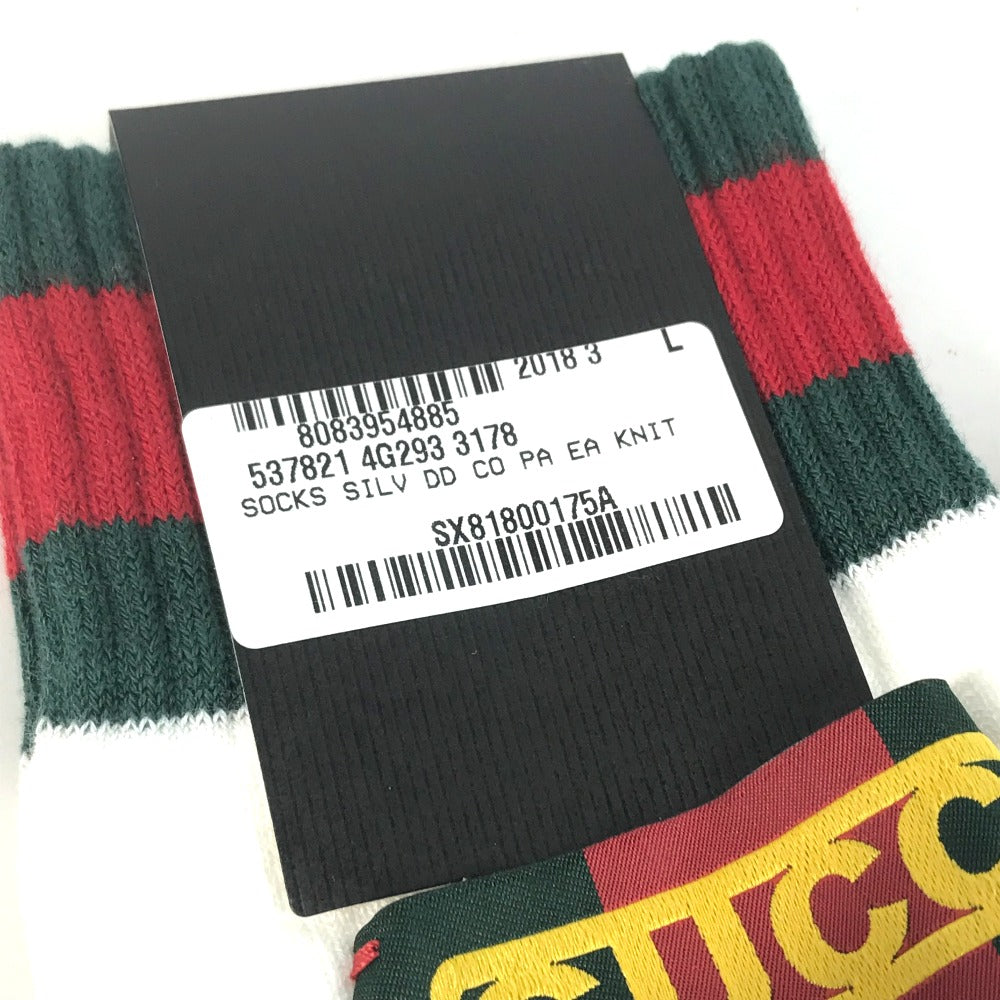 GUCCI socks 537821 Cotton, Nylon white Dapper Dan collaboration logo Sherry Line mens L 26-28cm Used