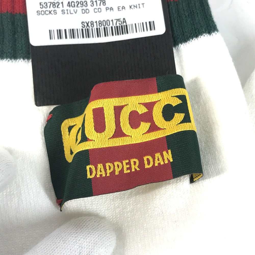 GUCCI socks 537821 Cotton, Nylon white Dapper Dan collaboration logo Sherry Line mens L 26-28cm Used