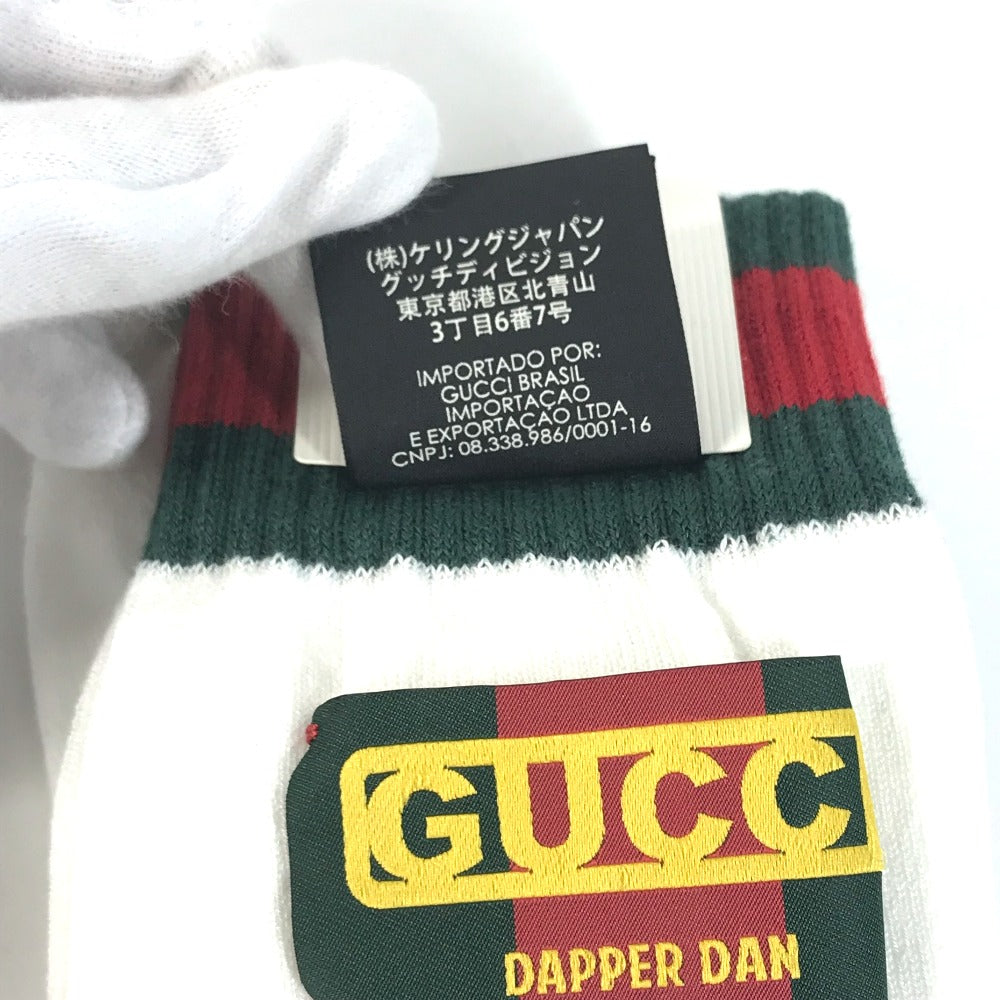 GUCCI socks 537821 Cotton, Nylon white Dapper Dan collaboration logo Sherry Line mens L 26-28cm Used