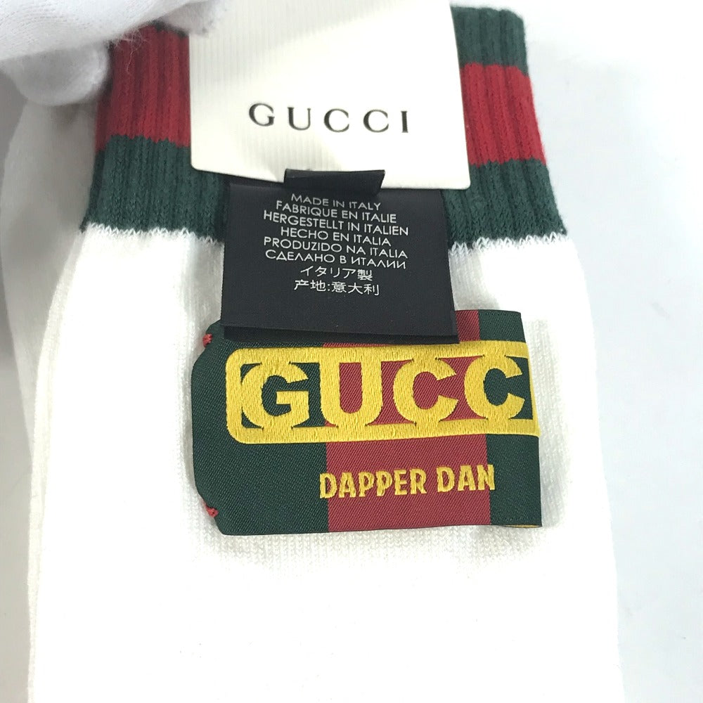 GUCCI socks 537821 Cotton, Nylon white Dapper Dan collaboration logo Sherry Line mens L 26-28cm Used