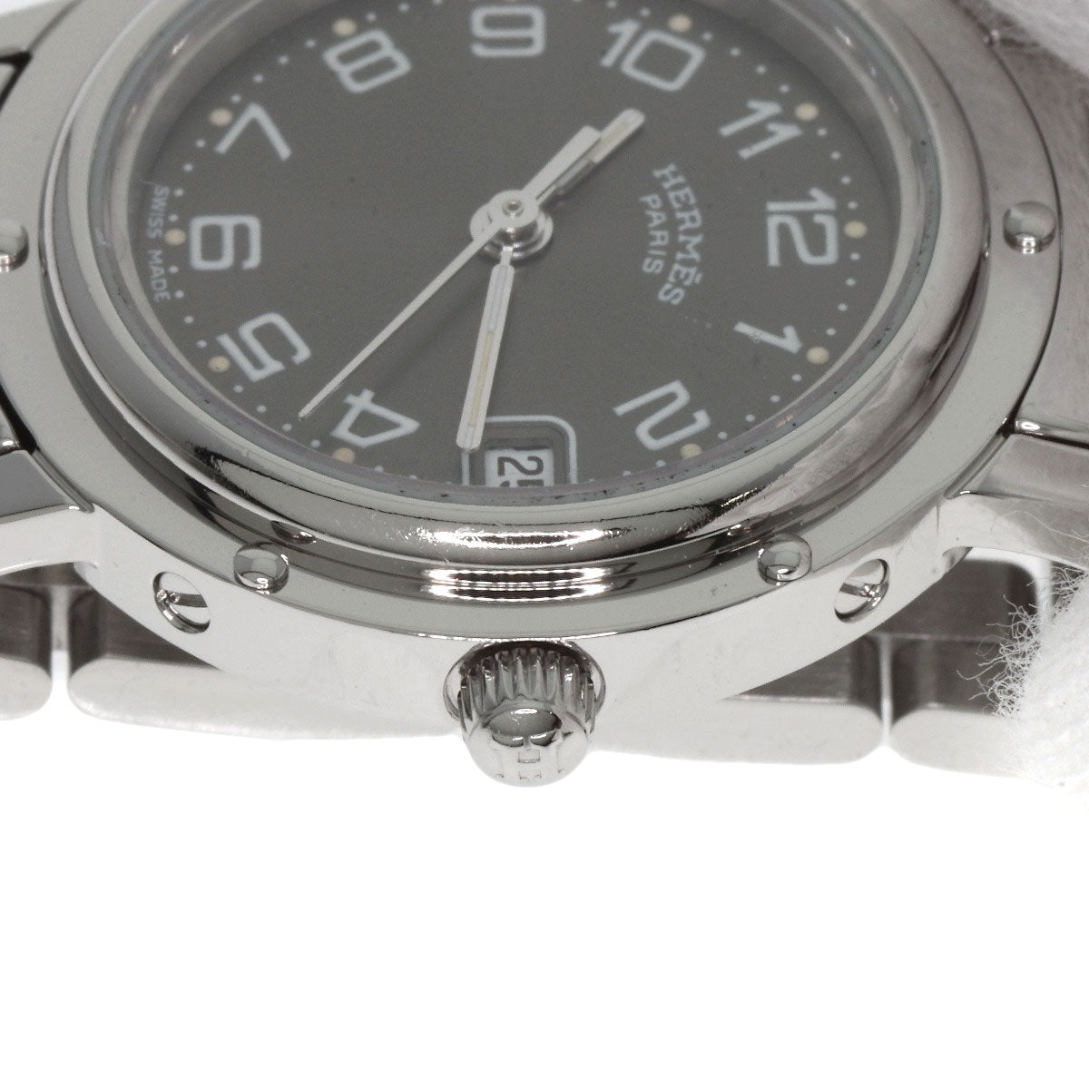 HERMES Watches Quartz CL4.210 Stainless Steel , Stainless Steel Silver Clipper gray dial Women Used
