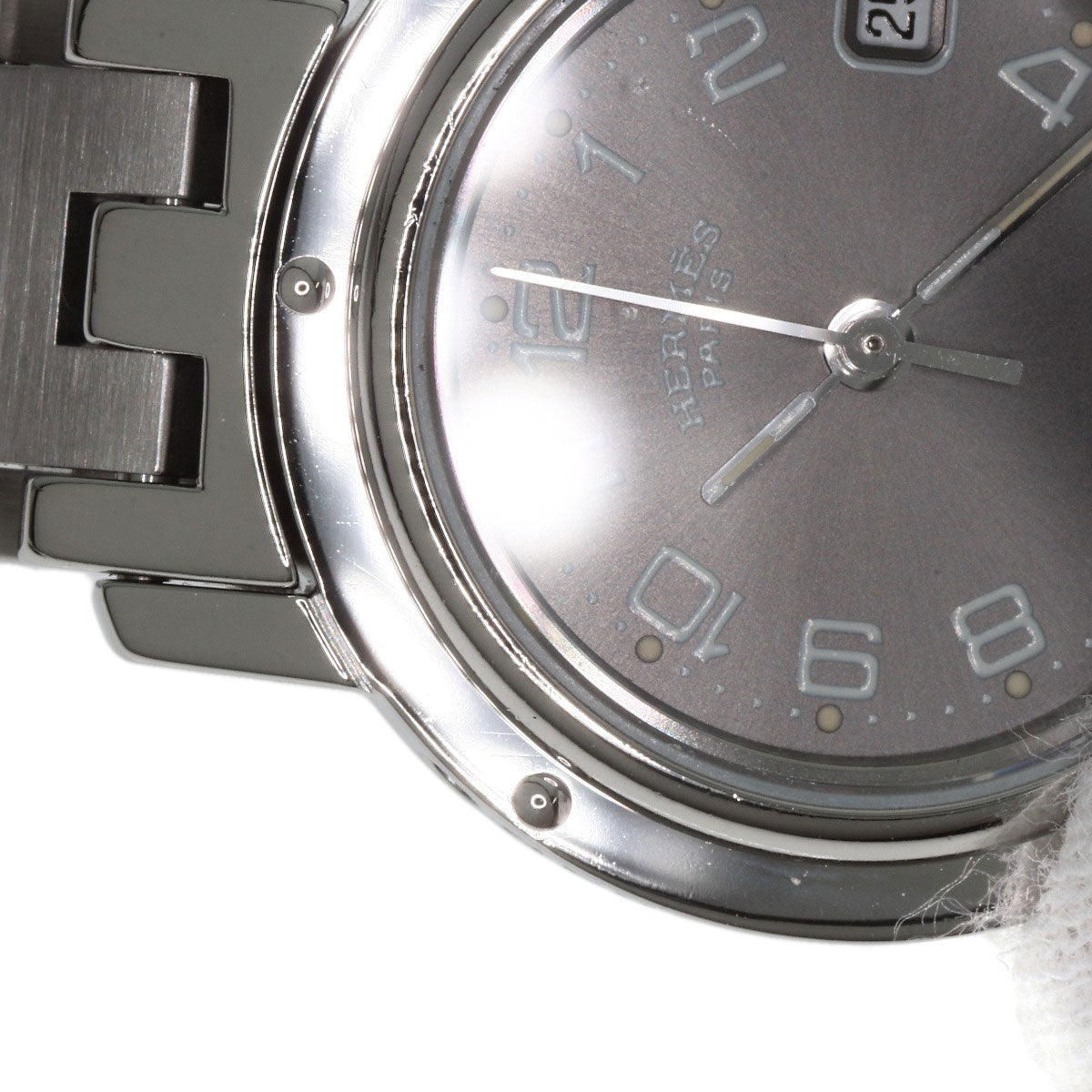 HERMES Watches Quartz CL4.210 Stainless Steel , Stainless Steel Silver Clipper gray dial Women Used