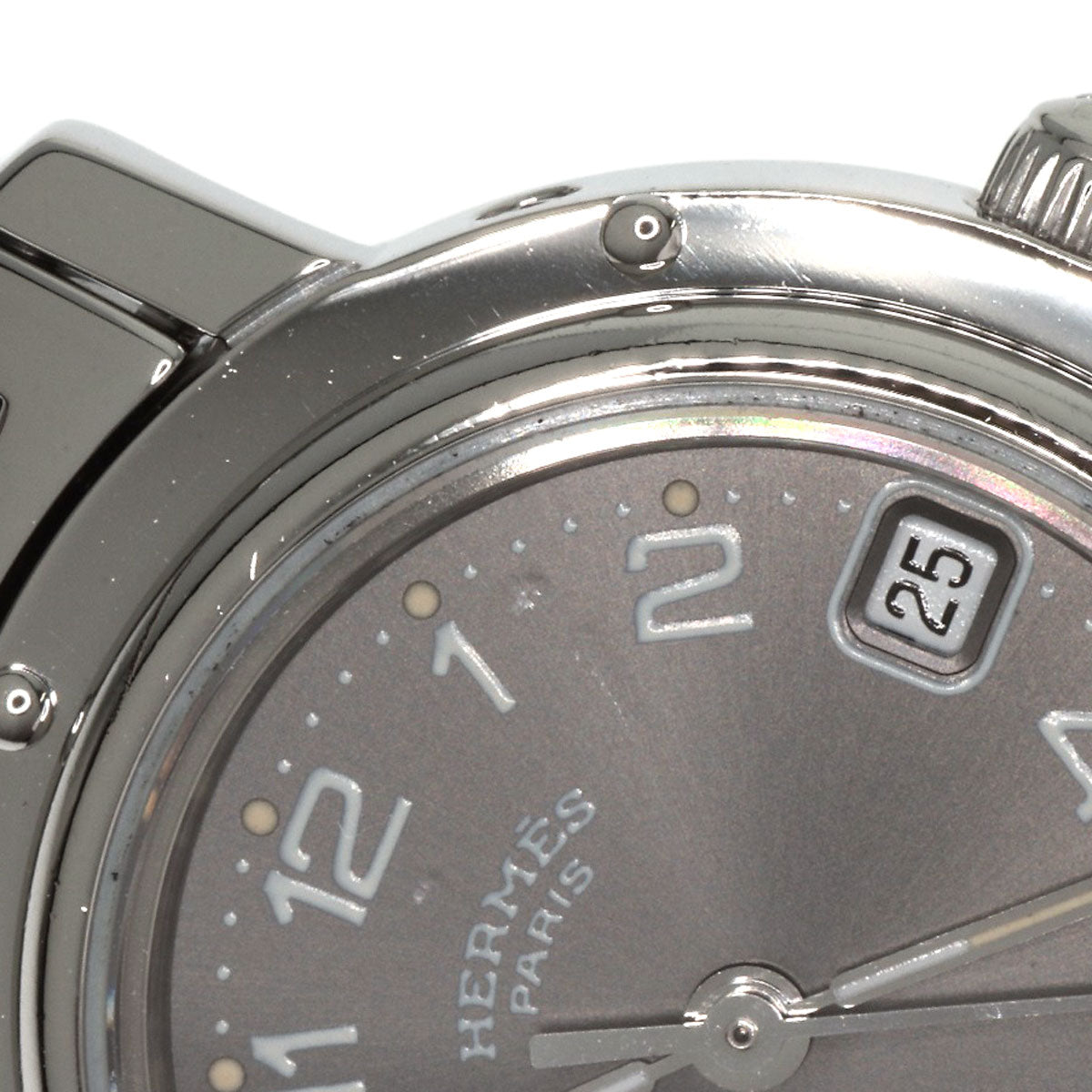 HERMES Watches Quartz CL4.210 Stainless Steel , Stainless Steel Silver Clipper gray dial Women Used