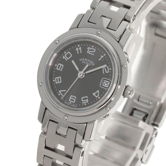 HERMES Watches Quartz CL4.210 Stainless Steel , Stainless Steel Silver Clipper gray dial Women Used