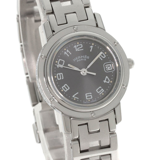 HERMES Watches Quartz CL4.210 Stainless Steel , Stainless Steel Silver Clipper gray dial Women Used