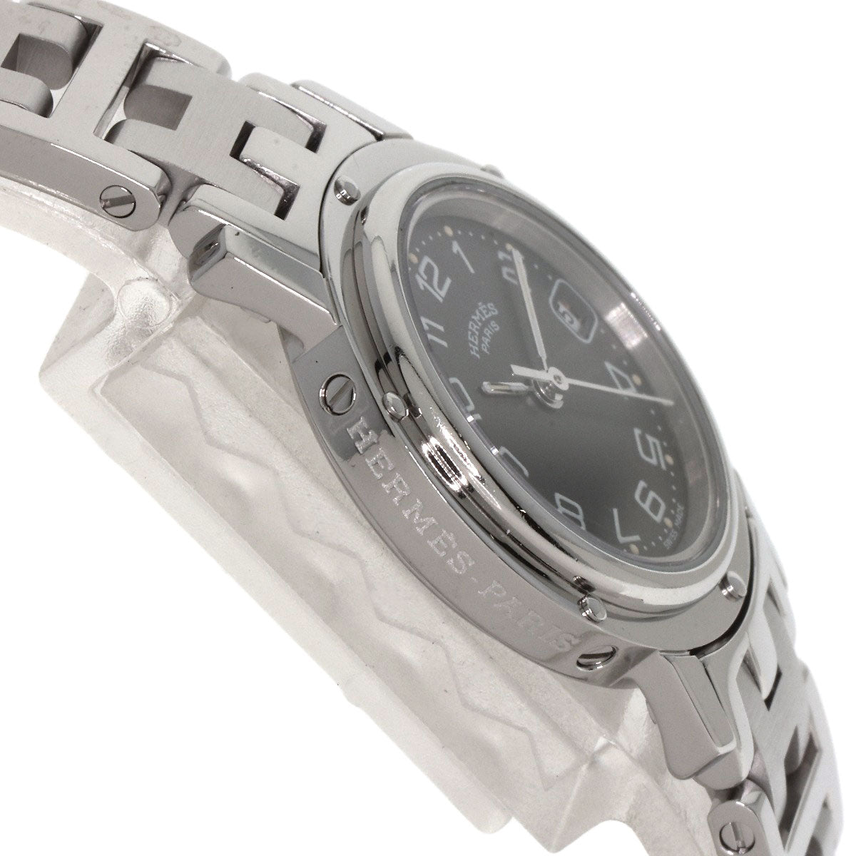 HERMES Watches Quartz CL4.210 Stainless Steel , Stainless Steel Silver Clipper gray dial Women Used