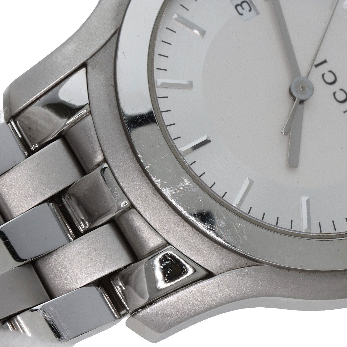 GUCCI Watches Quartz 5500XL Stainless Steel , Stainless Steel Silver Round face Silver dial mens Used