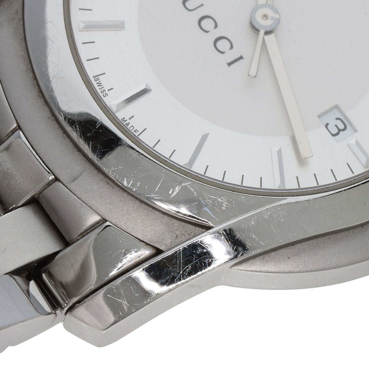 GUCCI Watches Quartz 5500XL Stainless Steel , Stainless Steel Silver Round face Silver dial mens Used