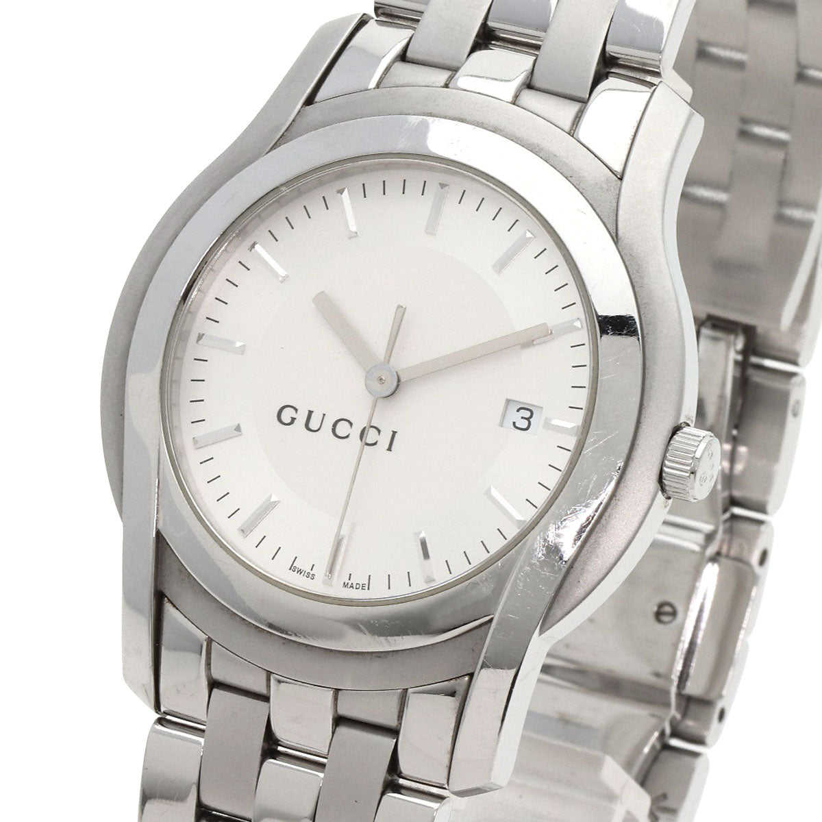 GUCCI Watches Quartz 5500XL Stainless Steel , Stainless Steel Silver Round face Silver dial mens Used