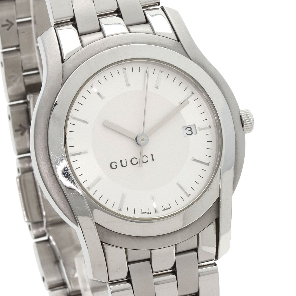GUCCI Watches Quartz 5500XL Stainless Steel , Stainless Steel Silver Round face Silver dial mens Used