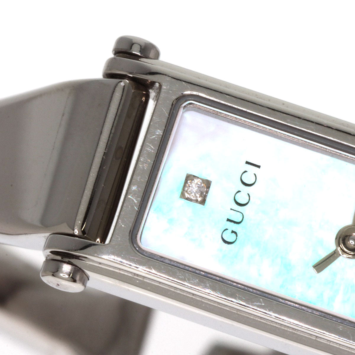 GUCCI Watches Quartz 1500L Stainless Steel , Stainless Steel Silver Square face bangle White shell dial Women Used