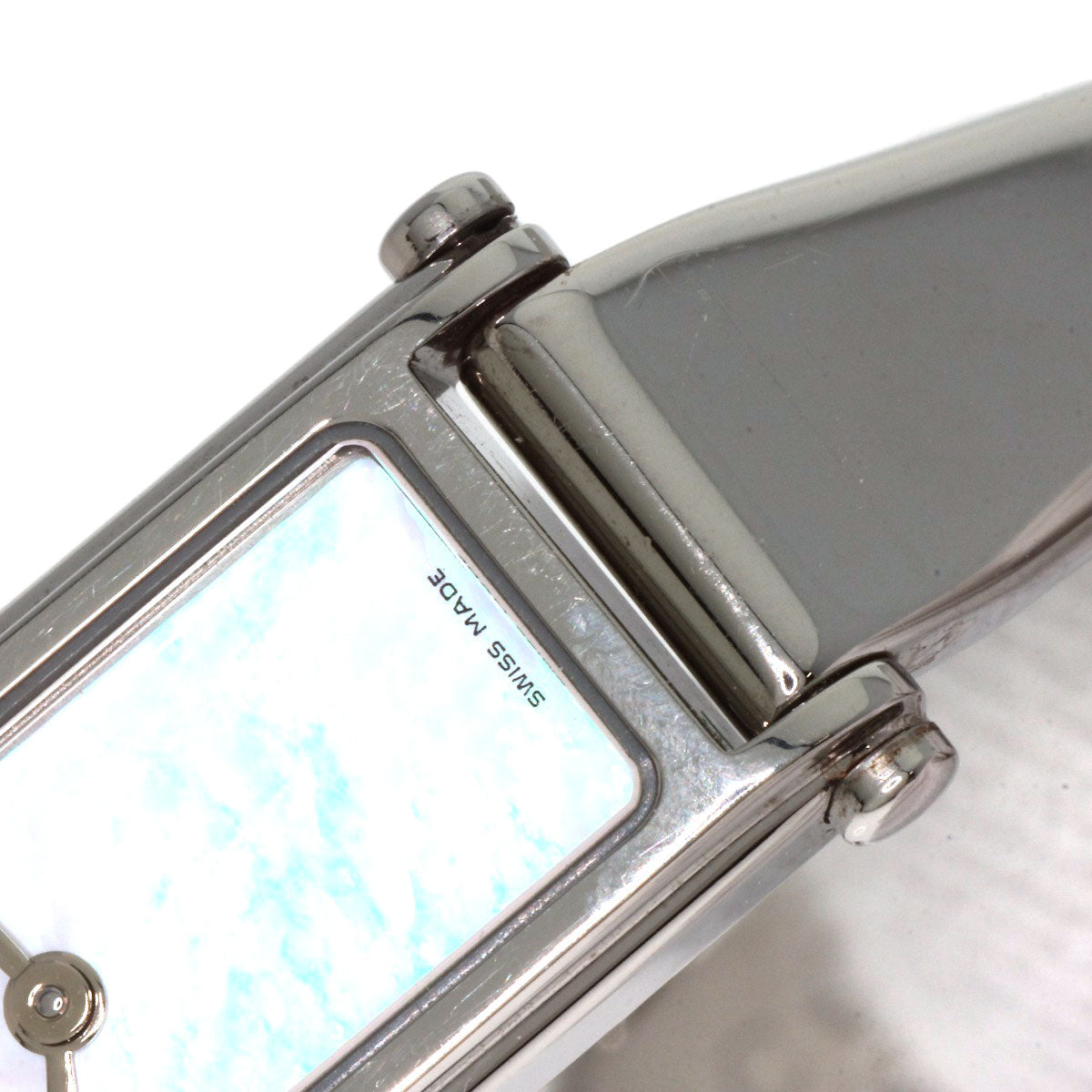 GUCCI Watches Quartz 1500L Stainless Steel , Stainless Steel Silver Square face bangle White shell dial Women Used