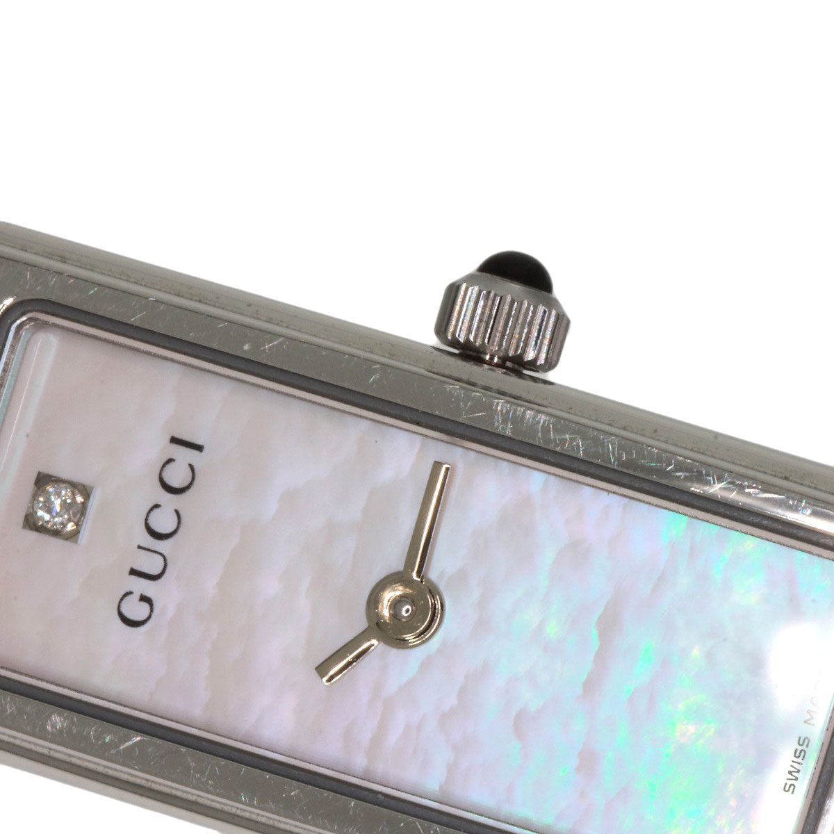 GUCCI Watches Quartz 1500L Stainless Steel , Stainless Steel Silver Square face bangle White shell dial Women Used
