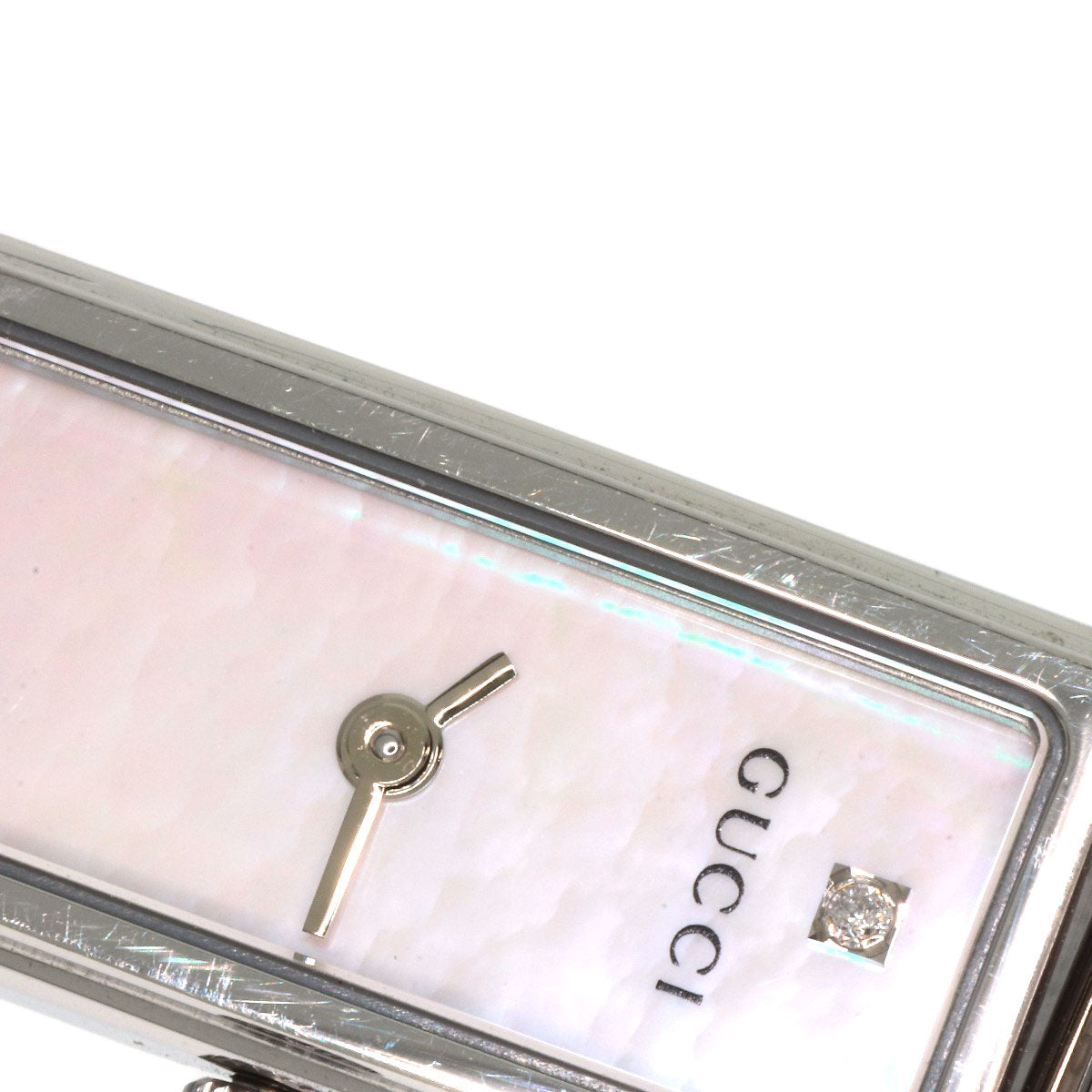 GUCCI Watches Quartz 1500L Stainless Steel , Stainless Steel Silver Square face bangle White shell dial Women Used