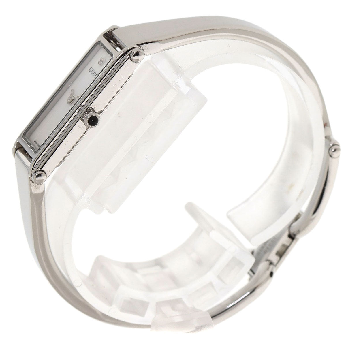 GUCCI Watches Quartz 1500L Stainless Steel , Stainless Steel Silver Square face bangle White shell dial Women Used