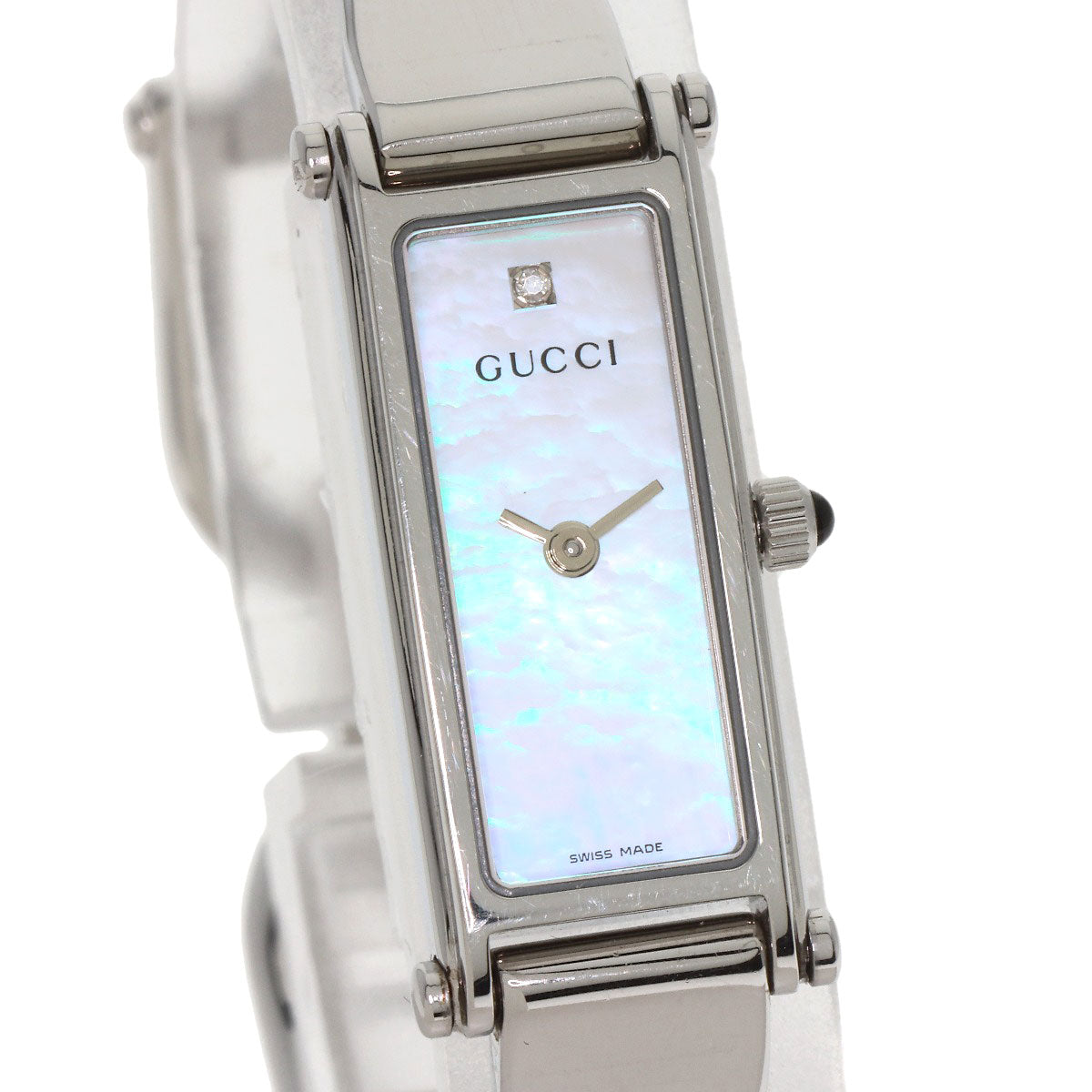 GUCCI Watches Quartz 1500L Stainless Steel , Stainless Steel Silver Square face bangle White shell dial Women Used