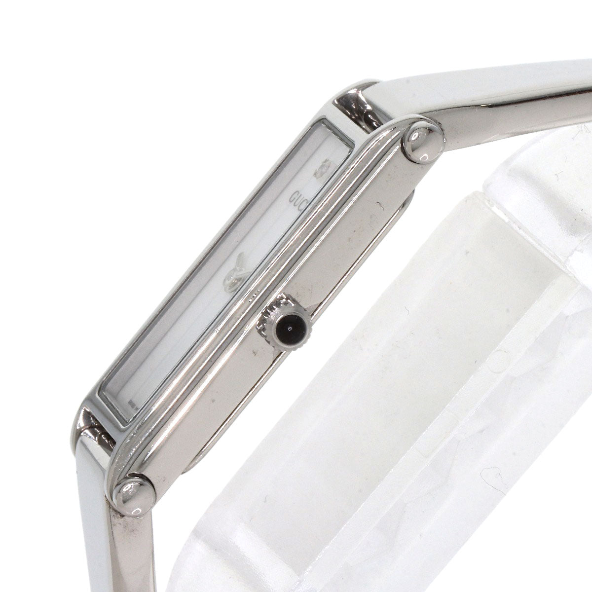 GUCCI Watches Quartz 1500L Stainless Steel , Stainless Steel Silver Square face bangle White shell dial Women Used
