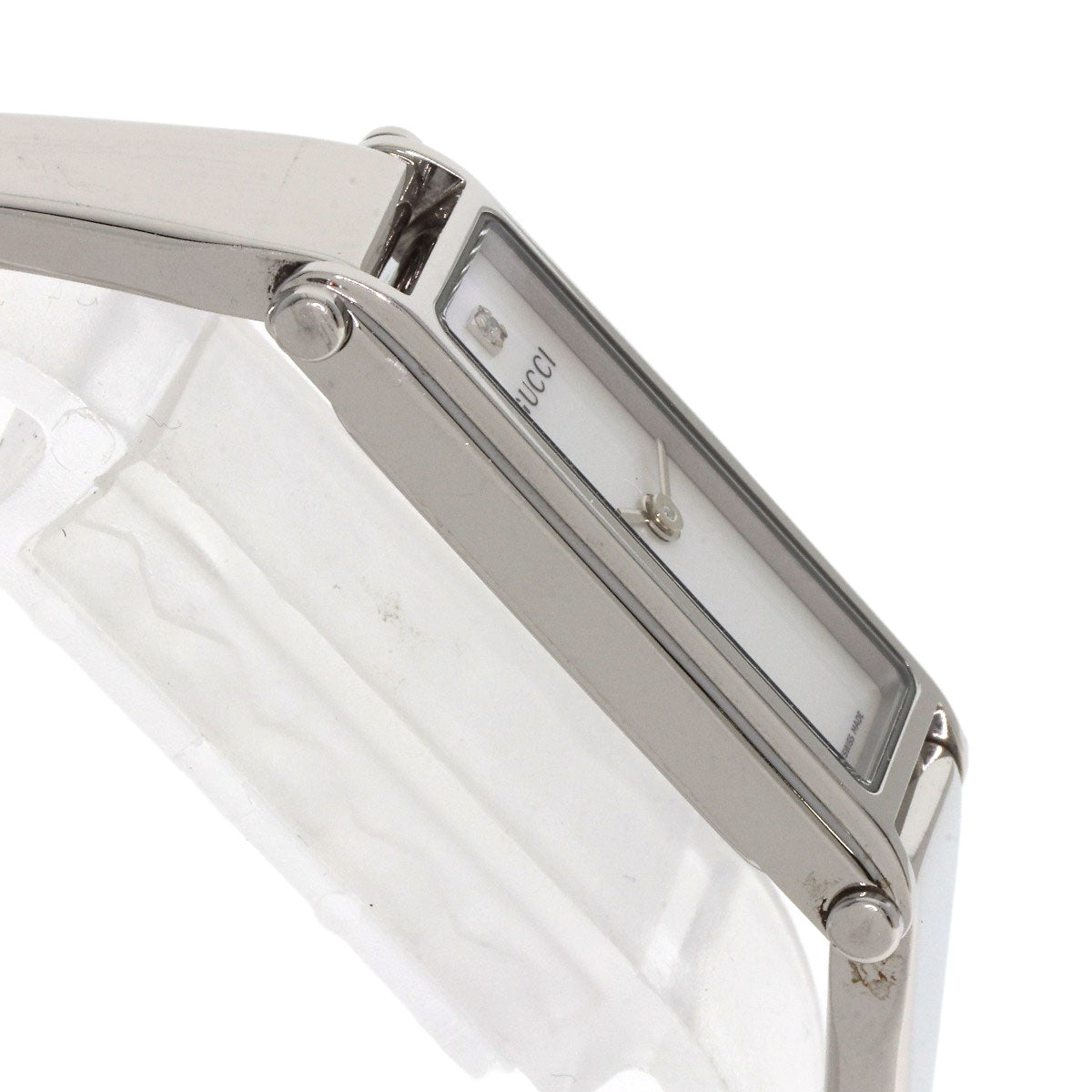 GUCCI Watches Quartz 1500L Stainless Steel , Stainless Steel Silver Square face bangle White shell dial Women Used