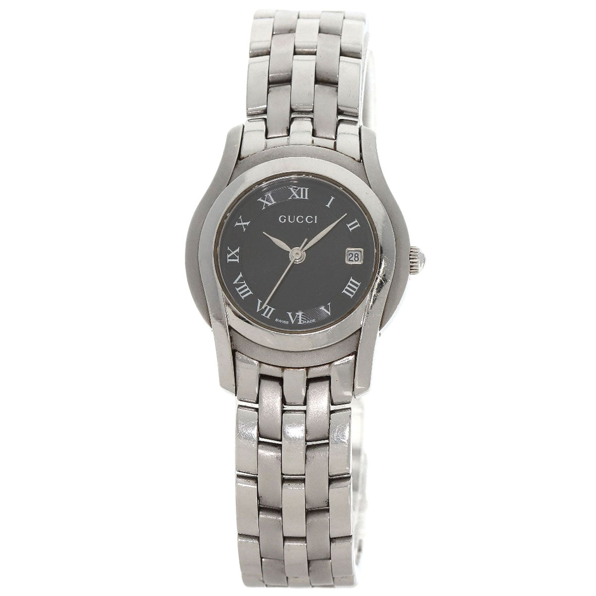 GUCCI Watches Quartz 5500L Stainless Steel , Stainless Steel Silver Round face black dial Women Used