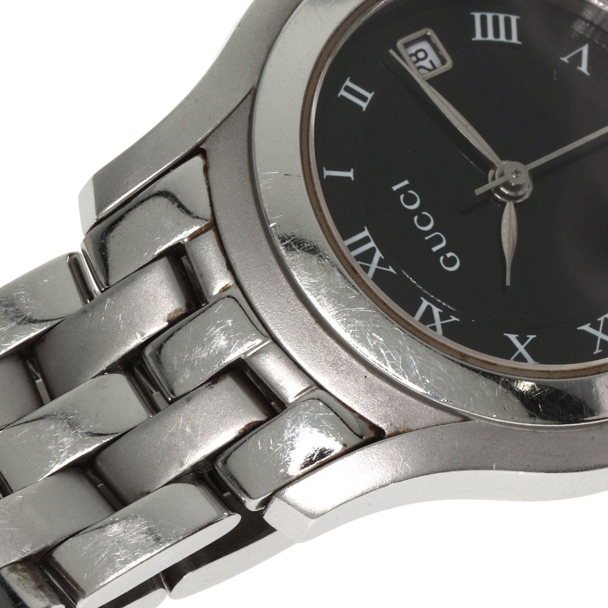 GUCCI Watches Quartz 5500L Stainless Steel , Stainless Steel Silver Round face black dial Women Used