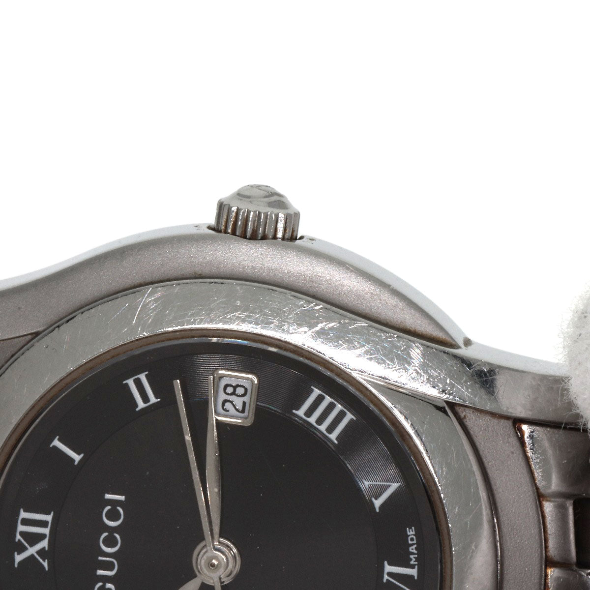GUCCI Watches Quartz 5500L Stainless Steel , Stainless Steel Silver Round face black dial Women Used