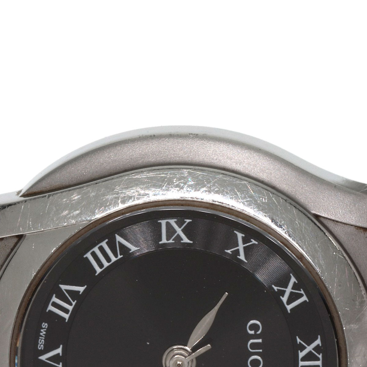 GUCCI Watches Quartz 5500L Stainless Steel , Stainless Steel Silver Round face black dial Women Used