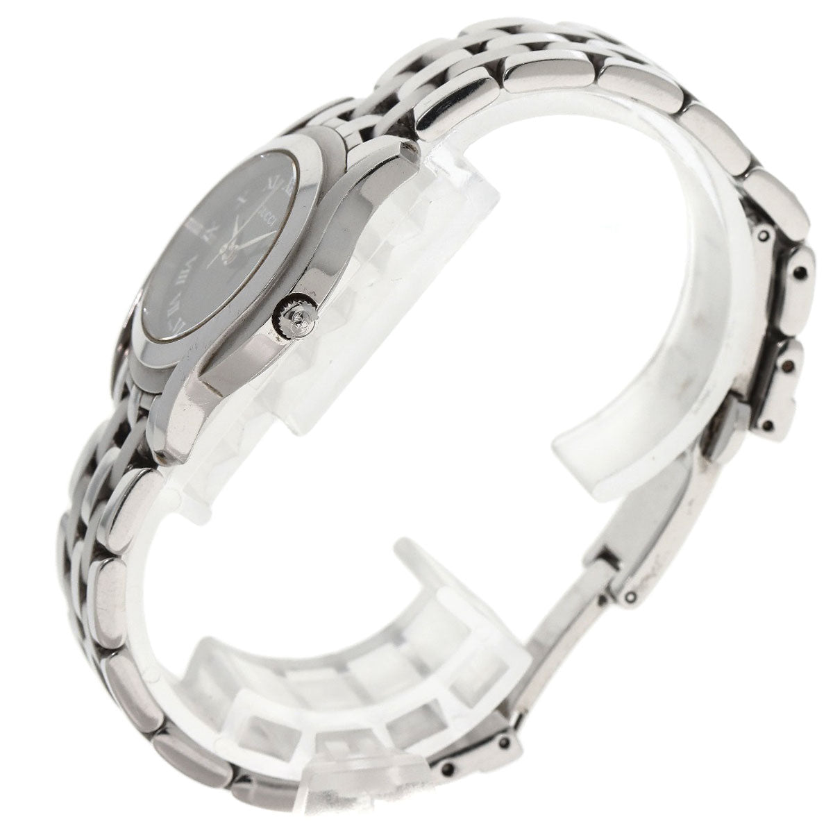 GUCCI Watches Quartz 5500L Stainless Steel , Stainless Steel Silver Round face black dial Women Used