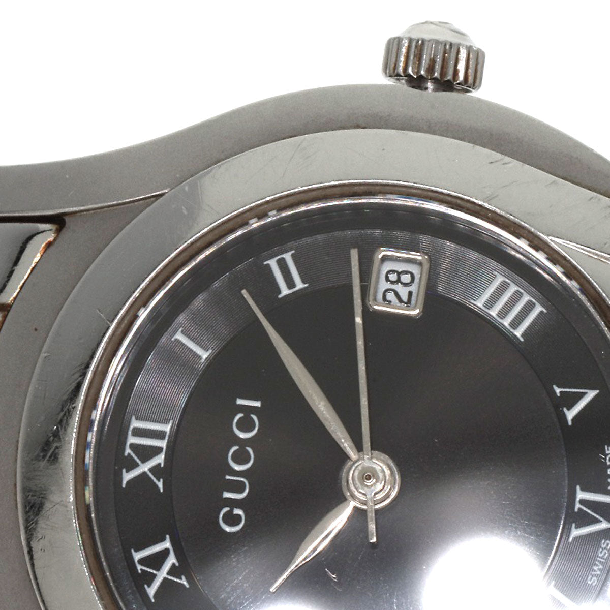GUCCI Watches Quartz 5500L Stainless Steel , Stainless Steel Silver Round face black dial Women Used