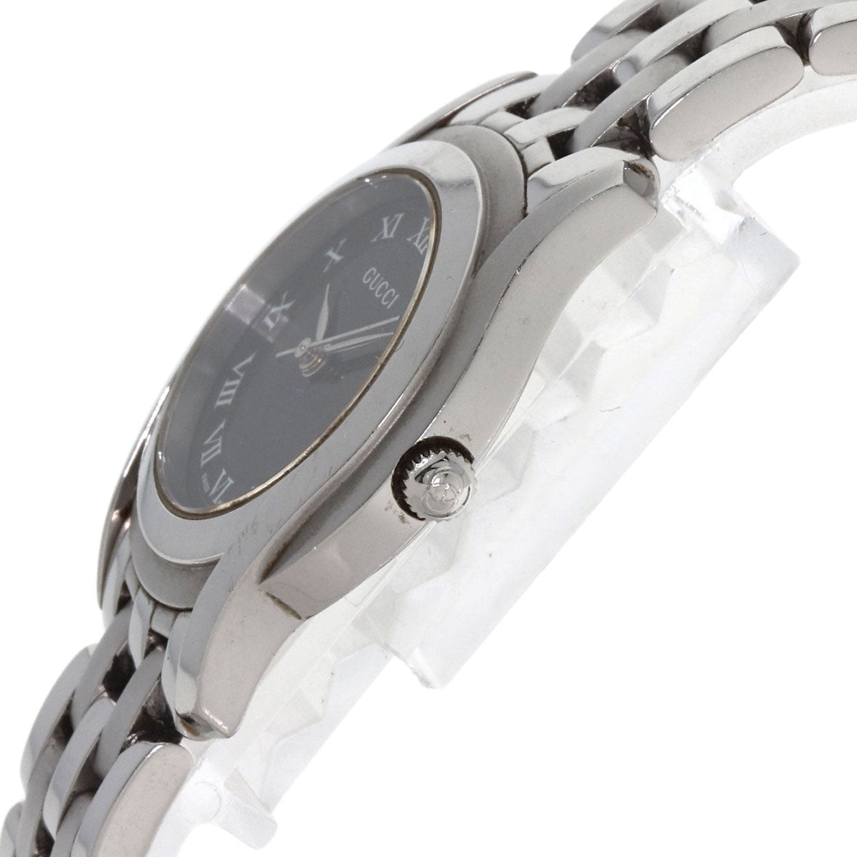 GUCCI Watches Quartz 5500L Stainless Steel , Stainless Steel Silver Round face black dial Women Used