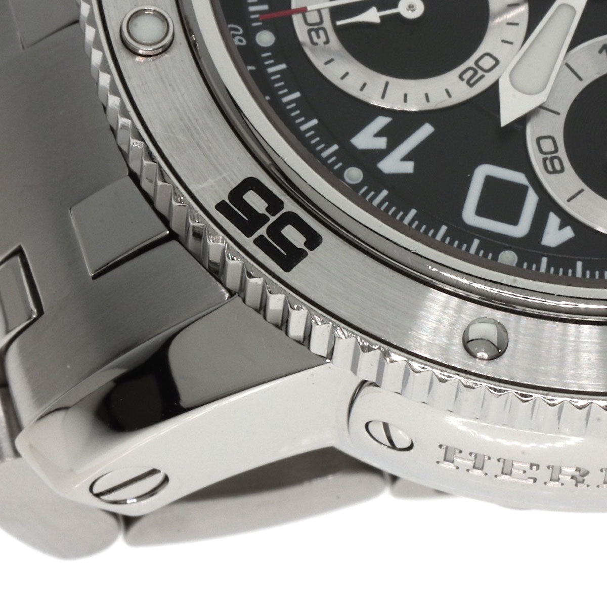 HERMES Watches Mechanical Automatic CP2.910 Stainless Steel , Stainless Steel Silver Clipper Mechanical Diver Chronograph black dial mens Used