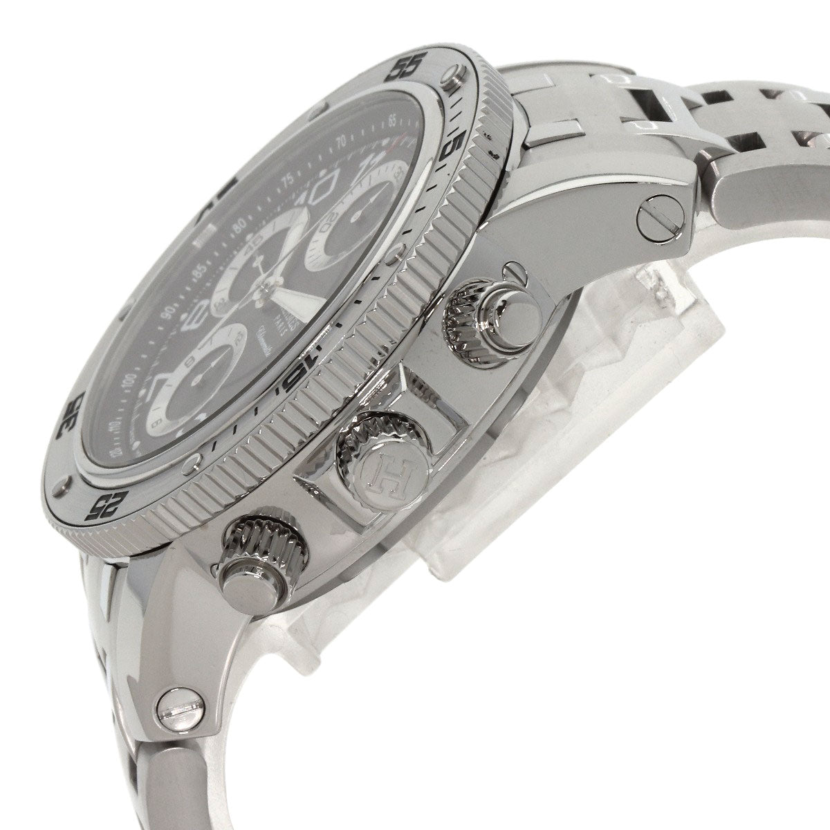 HERMES Watches Mechanical Automatic CP2.910 Stainless Steel , Stainless Steel Silver Clipper Mechanical Diver Chronograph black dial mens Used