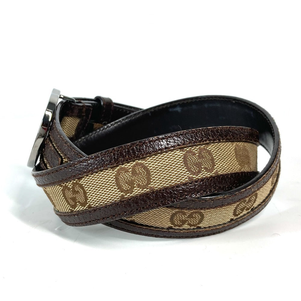 GUCCI belt 114874 GG canvas / leather beige GG unisex(Unisex) 80 Used