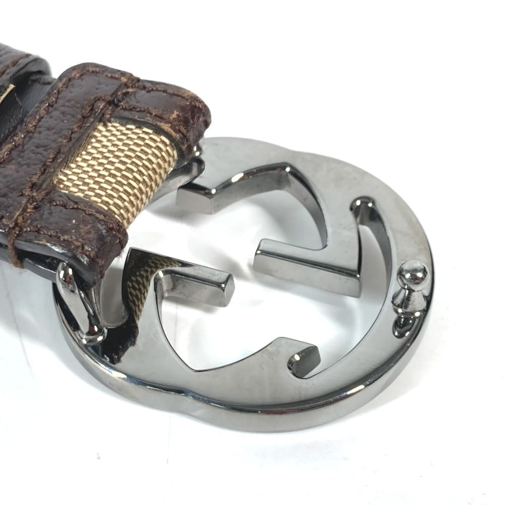 GUCCI belt 114874 GG canvas / leather beige GG unisex(Unisex) 80 Used