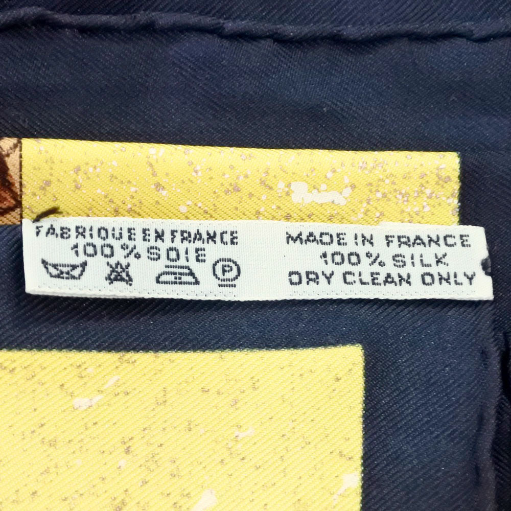 HERMES scarf silk Black / yellow pierres d'orient et d'occident Carre90 Women Used