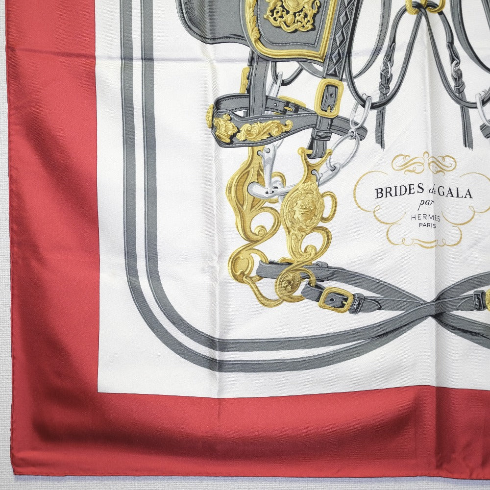HERMES scarf silk White BRIDES de GALA Carre90 Women Used