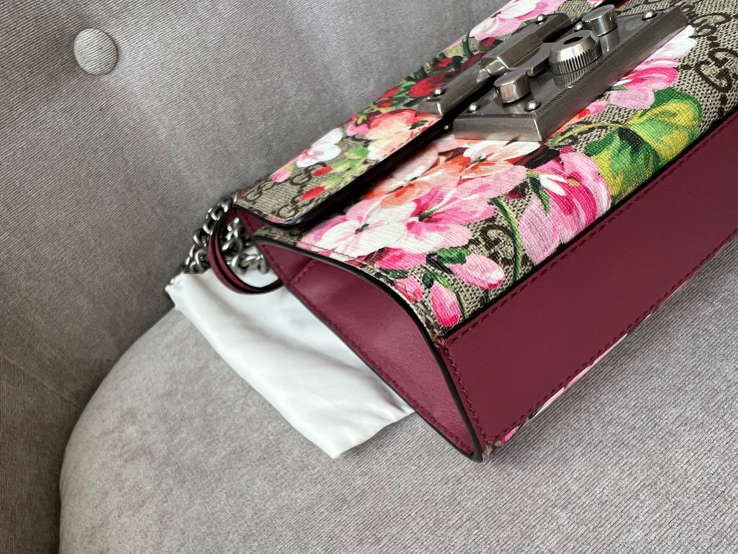 Gucci Small Padlock Blooms GG Supreme Bag