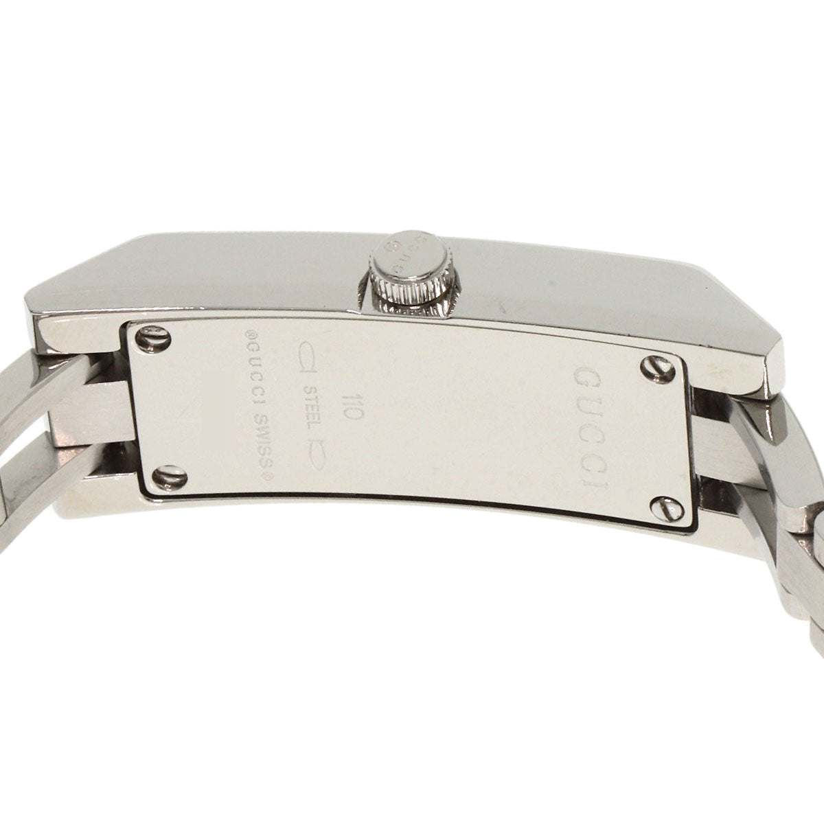 GUCCI Watches Quartz 110 Stainless Steel , Stainless Steel Silver Square face white dial Women Used