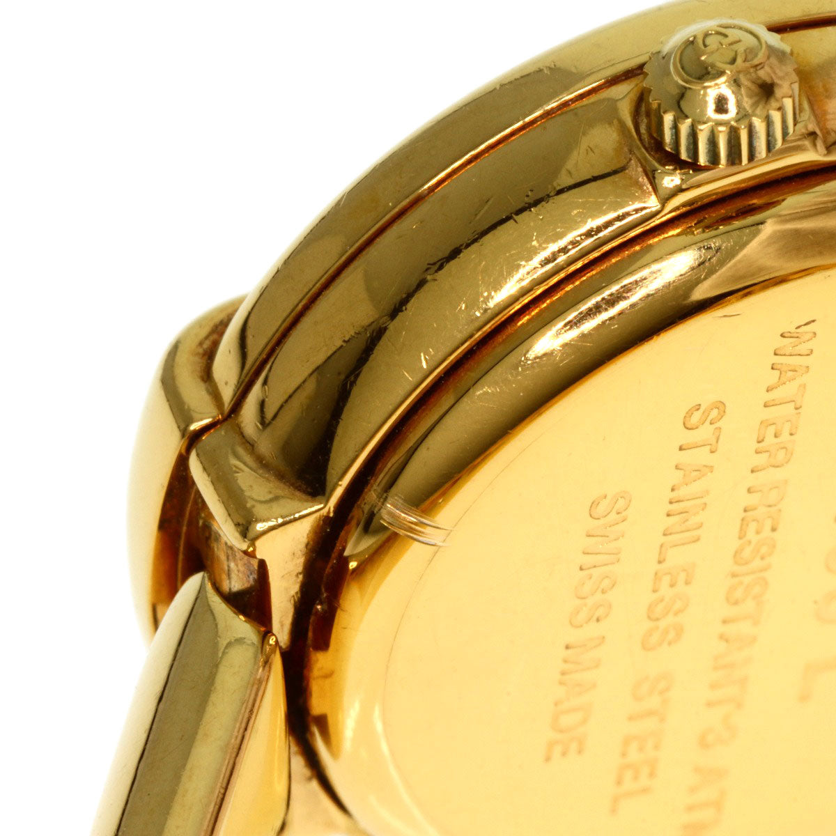 GUCCI Watches Quartz 1400L Gold Plated gold round face bangle white dial
