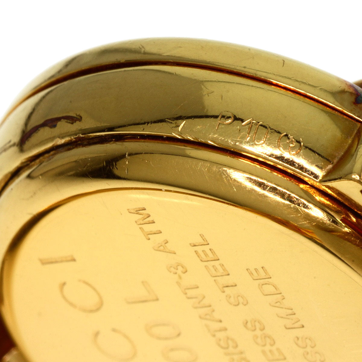GUCCI Watches Quartz 1400L Gold Plated gold round face bangle white dial