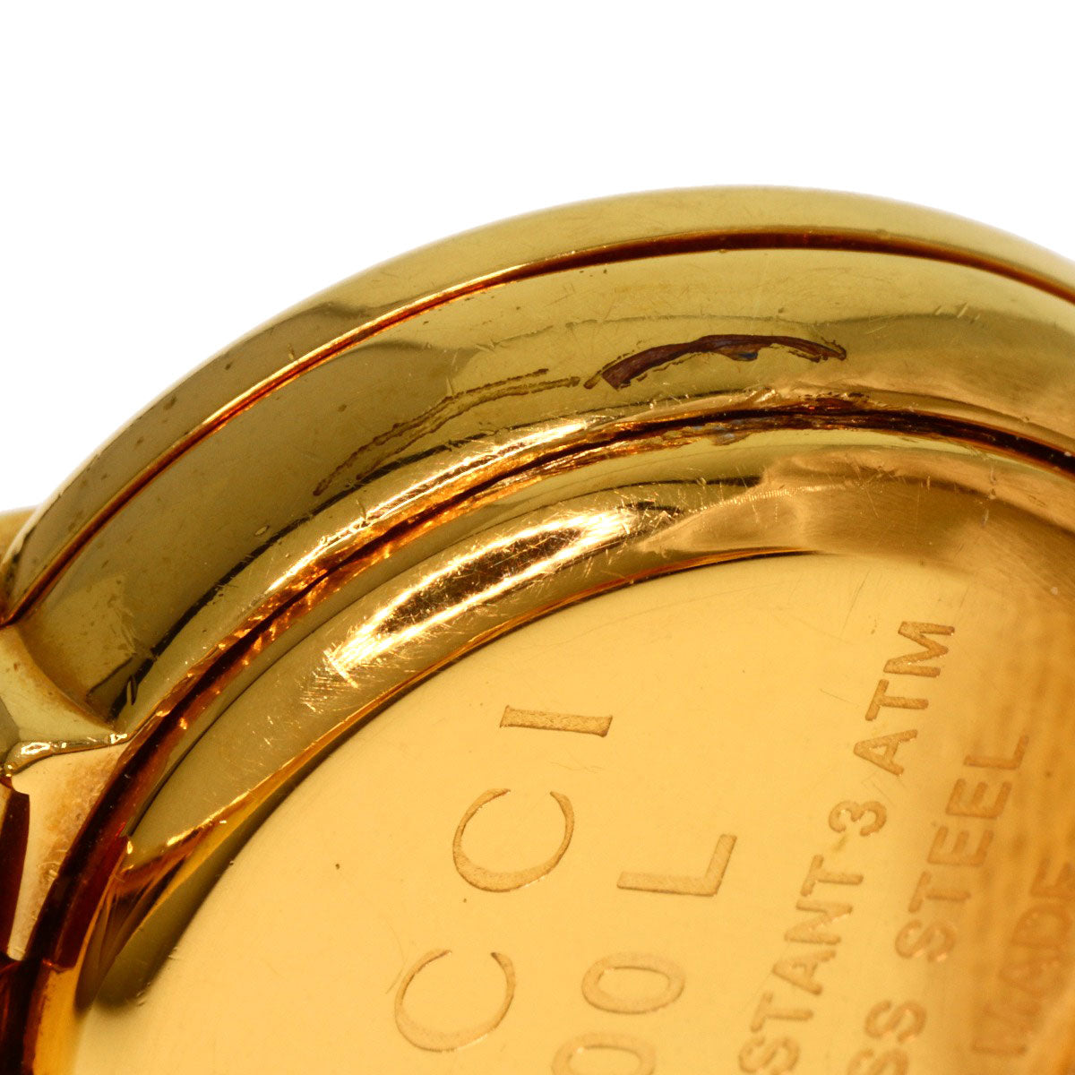 GUCCI Watches Quartz 1400L Gold Plated gold round face bangle white dial