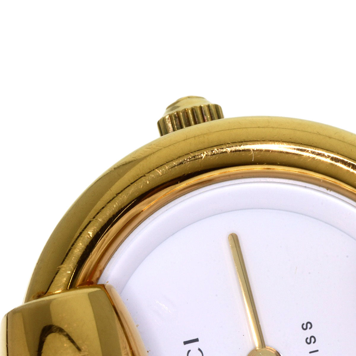 GUCCI Watches Quartz 1400L Gold Plated gold round face bangle white dial