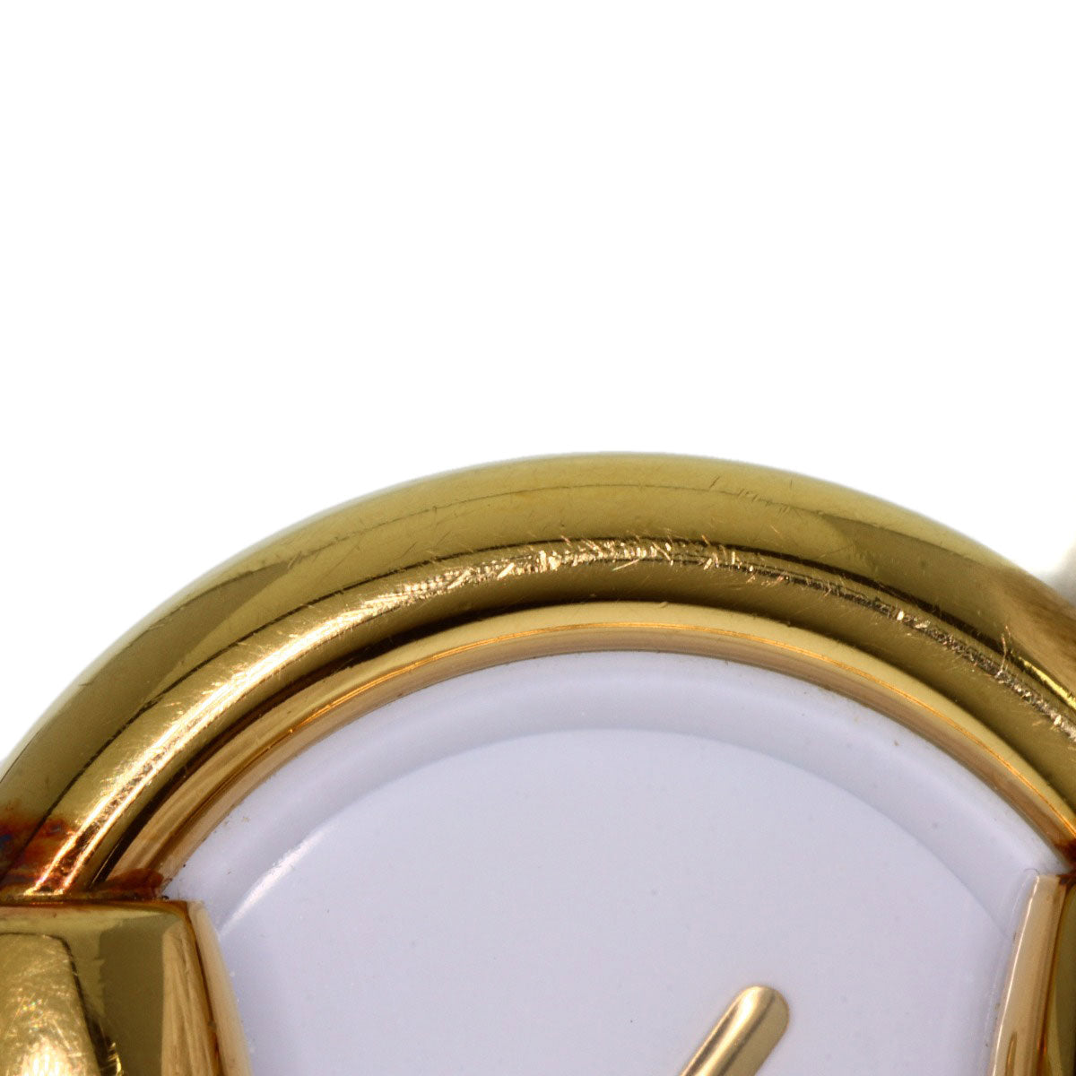 GUCCI Watches Quartz 1400L Gold Plated gold round face bangle white dial