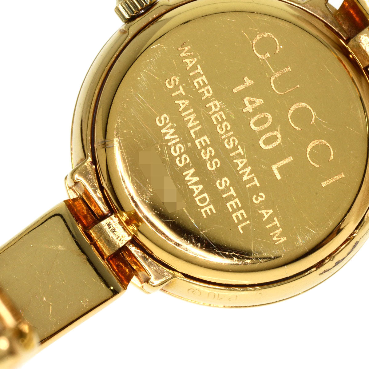 GUCCI Watches Quartz 1400L Gold Plated gold round face bangle white dial