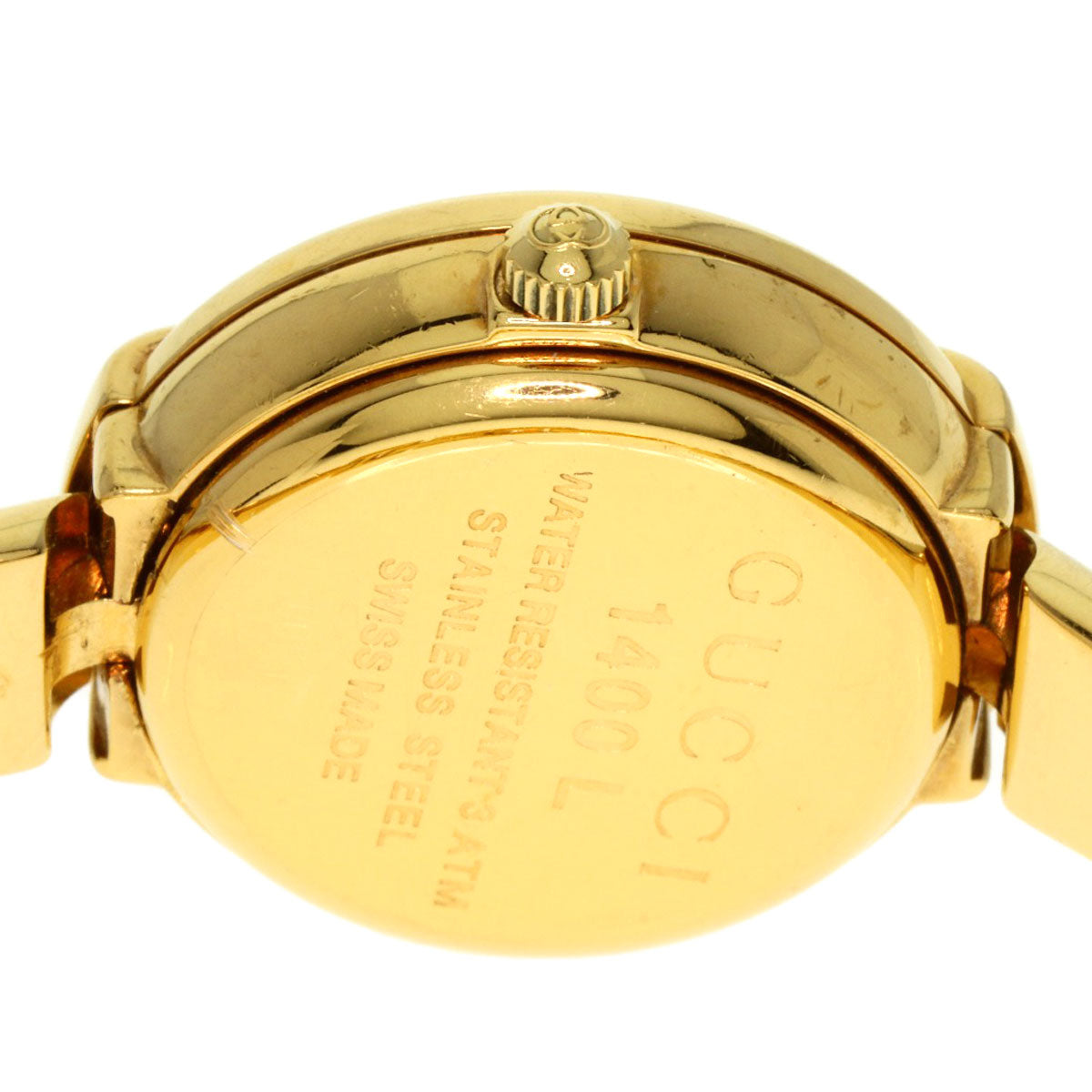 GUCCI Watches Quartz 1400L Gold Plated gold round face bangle white dial
