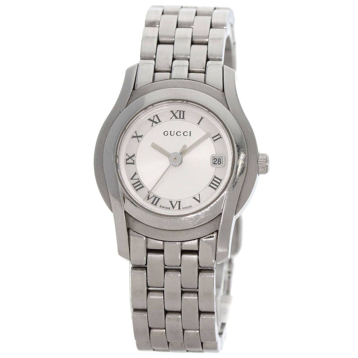 GUCCI Watches Quartz 5500L Stainless Steel , Stainless Steel Silver Round face Silver dial Women Used