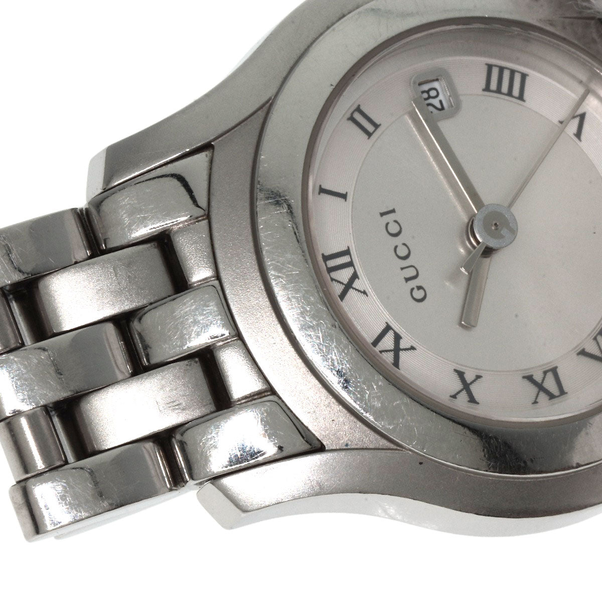 GUCCI Watches Quartz 5500L Stainless Steel , Stainless Steel Silver Round face Silver dial Women Used